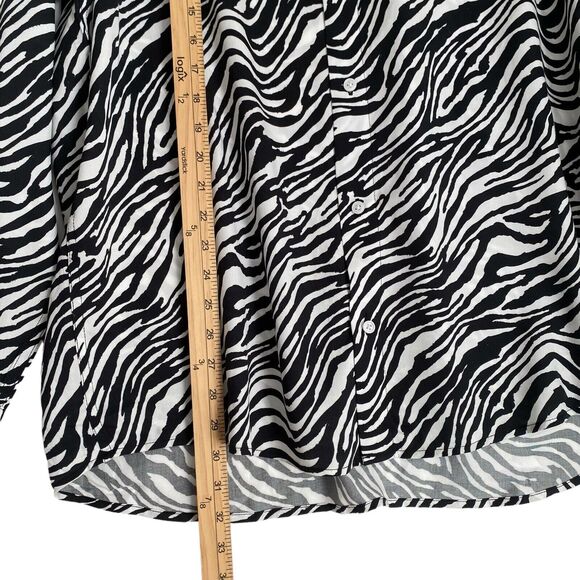 H&M Women's Tunic Shirt XL Zebra Button Up Long Sleeve Lyocell Boho Relaxed - Picture 4 of 5